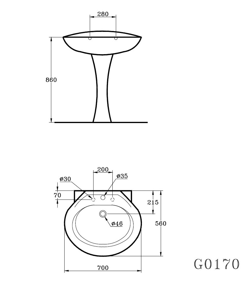 نيو كابري حوض 70 سم IDEAL STANDARD