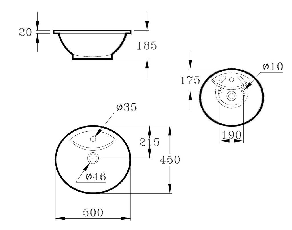 اندبندنت حوض بيضاوي 45*50 سم IDEAL STANDARD