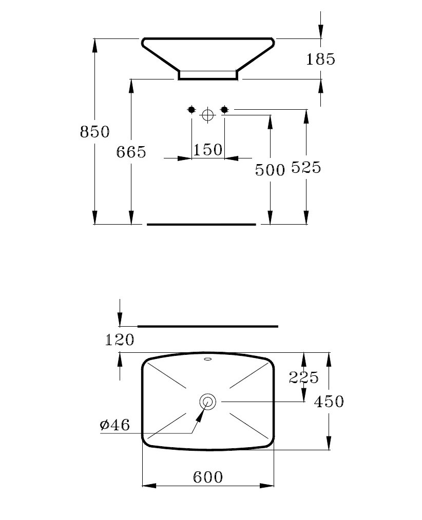 اندبندنت حوض مستطيل 46*60 سم IDEAL STANDARD