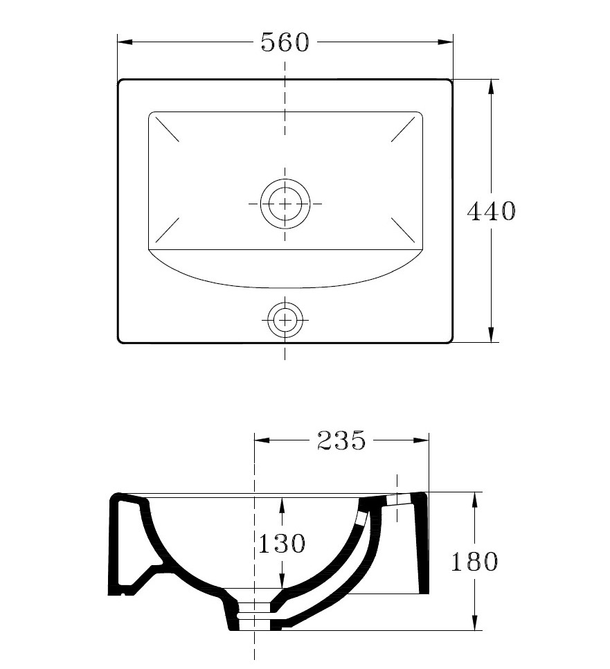 بلان حوض يثبت فوق سطح افقي 44*56 سم IDEAL STANDARD