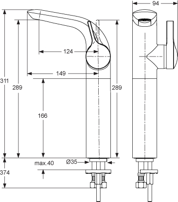 ميلانج خلاط شجره عالي مع طابق و فايز IDEAL STANDARD