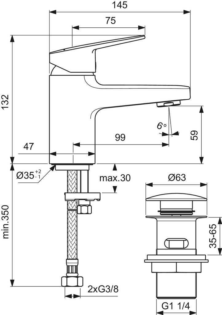 سيرابلان 111 خلاط شجره قلب سيراميك هاندميكسر مع طابق و فايز IDEAL STANDARD