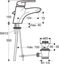 ايديل خلاط شجره قصير مع طابق و فايظ IDEAL STANDARD