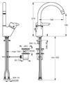 يوروستورم خلاط شجره بقنطره عاليه متحركه مع طابق و فايز IDEAL STANDARD