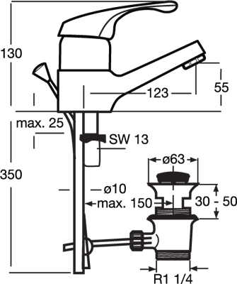 سيرافيت خلاط شجرة مع طابق وفايظ IDEAL STANDARD