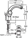 كينورا خلاط شجرة 1 فتحة مع طابق وفايظ IDEAL STANDARD