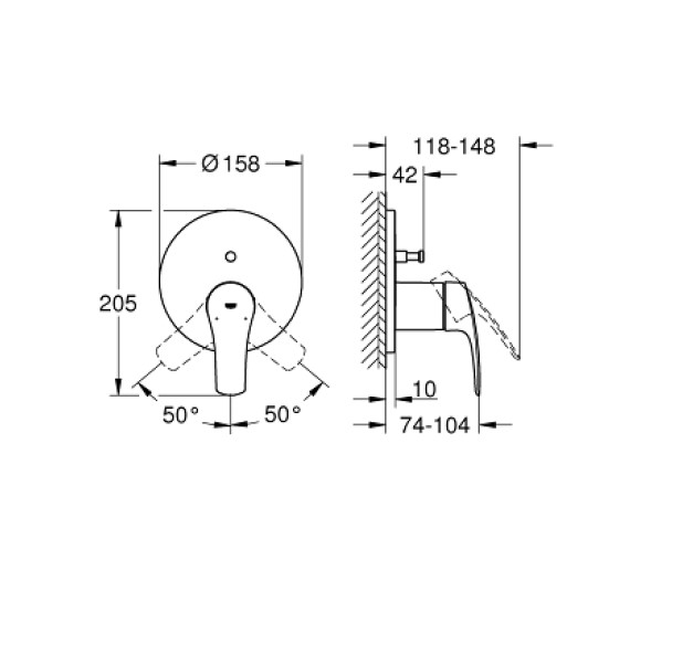 يوروسمارت وش خلاط بالجسم 2 مخرج GROHE