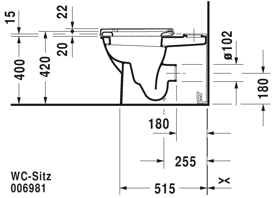 نيو دارلينج مرحاض ملاصق للحائط بالدش DURAVIT