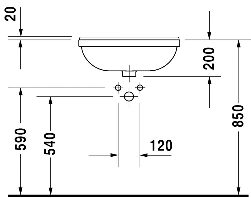 شتارك 3 حوض سيمى كونتر 55سم DURAVIT