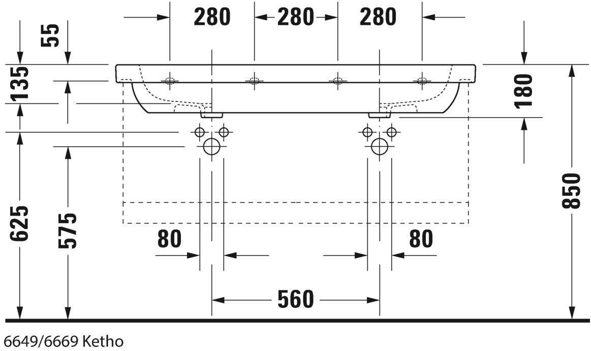 دي كود حوض 120سم 2 عين DURAVIT