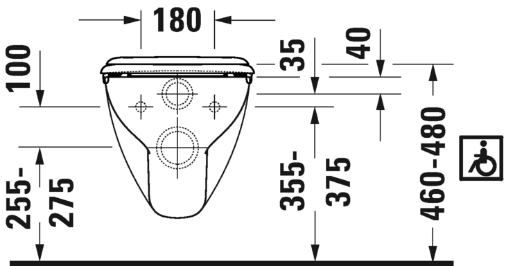 دي كود مرحاض معلق احتياجات خاصة بالدش DURAVIT