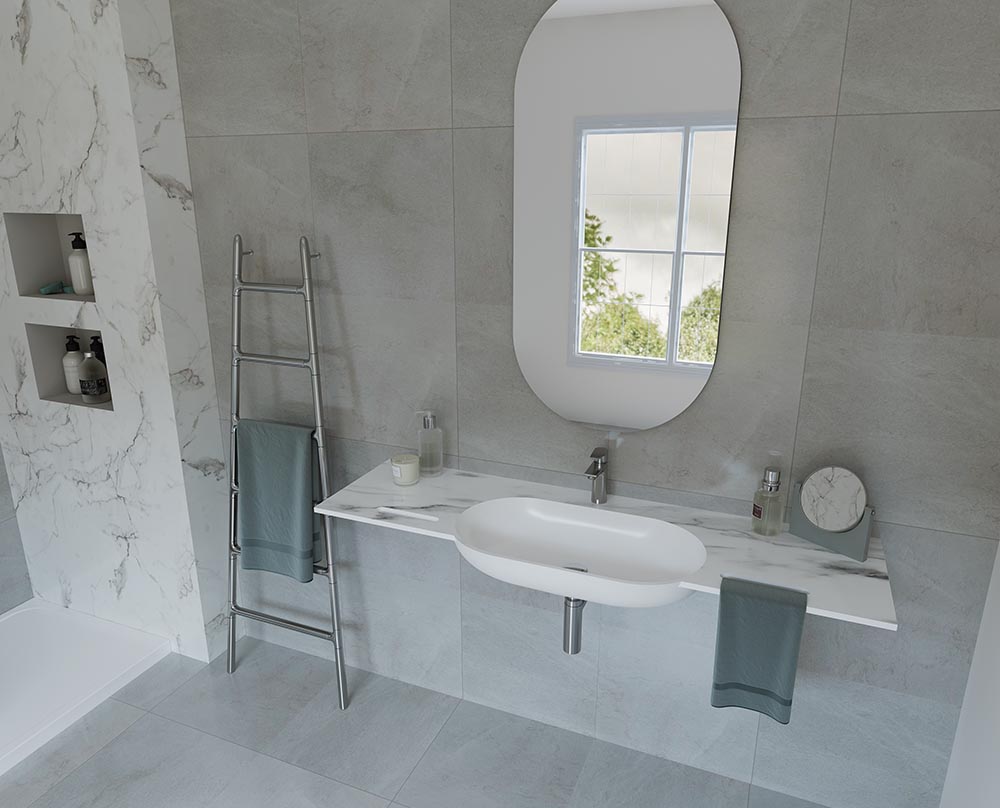 KAPSEL washbasin solid-surface 150*48CM SANIPURE (WHITE)