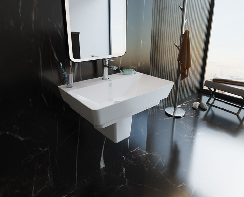 حوض كيبلر بالعامود SANIPURE (WHITE, HALF PEDESTAL, 70 CM)