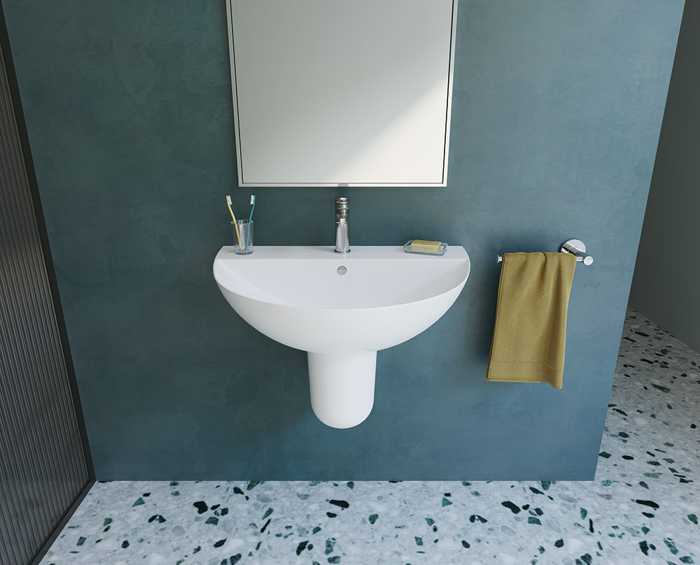 حوض تيتان بالعامود SANIPURE (WHITE, 70 CM, HALF PEDESTAL)