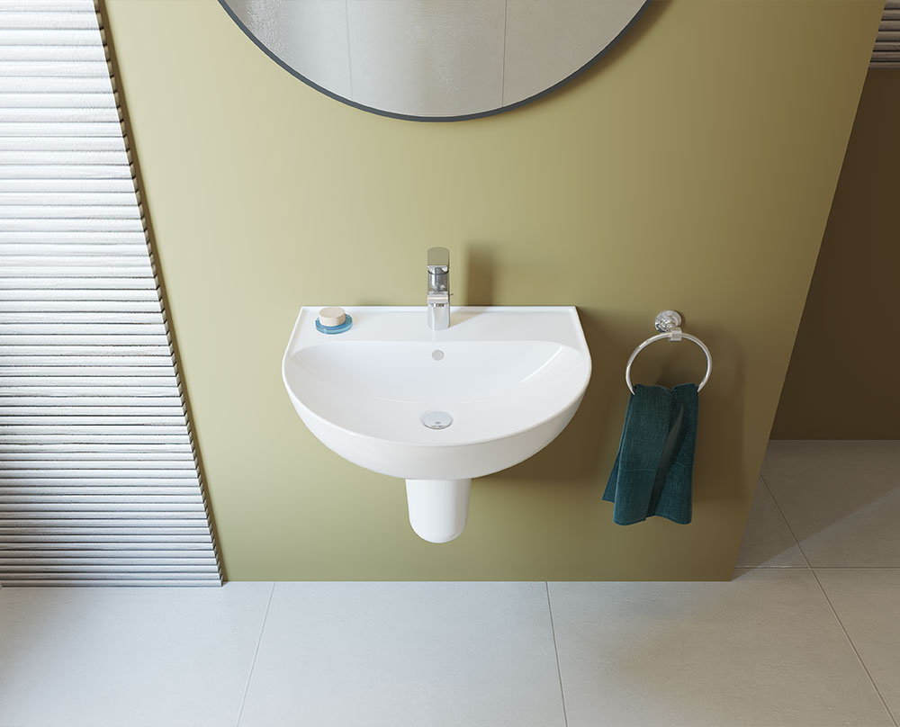 حوض فيجا بالعامود SANIPURE (WHITE, HALF PEDESTAL)