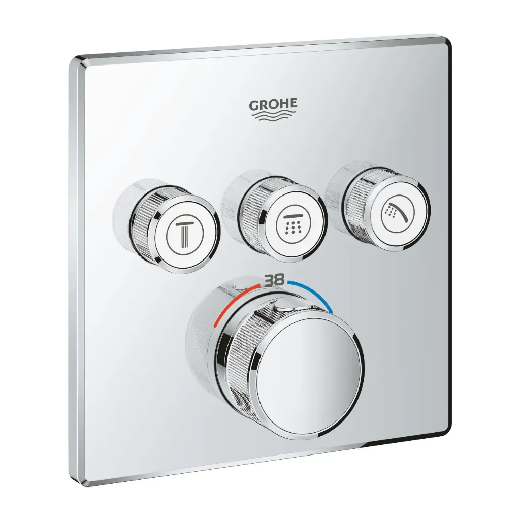 جروثيرم وش خلاط 3 مخرج سمارت كنترول GROHE (مربع, كروم)